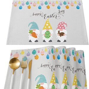Set of 6 Happy Easter Day Placemats, Anti-Skid Table Mats, Washable Placemats